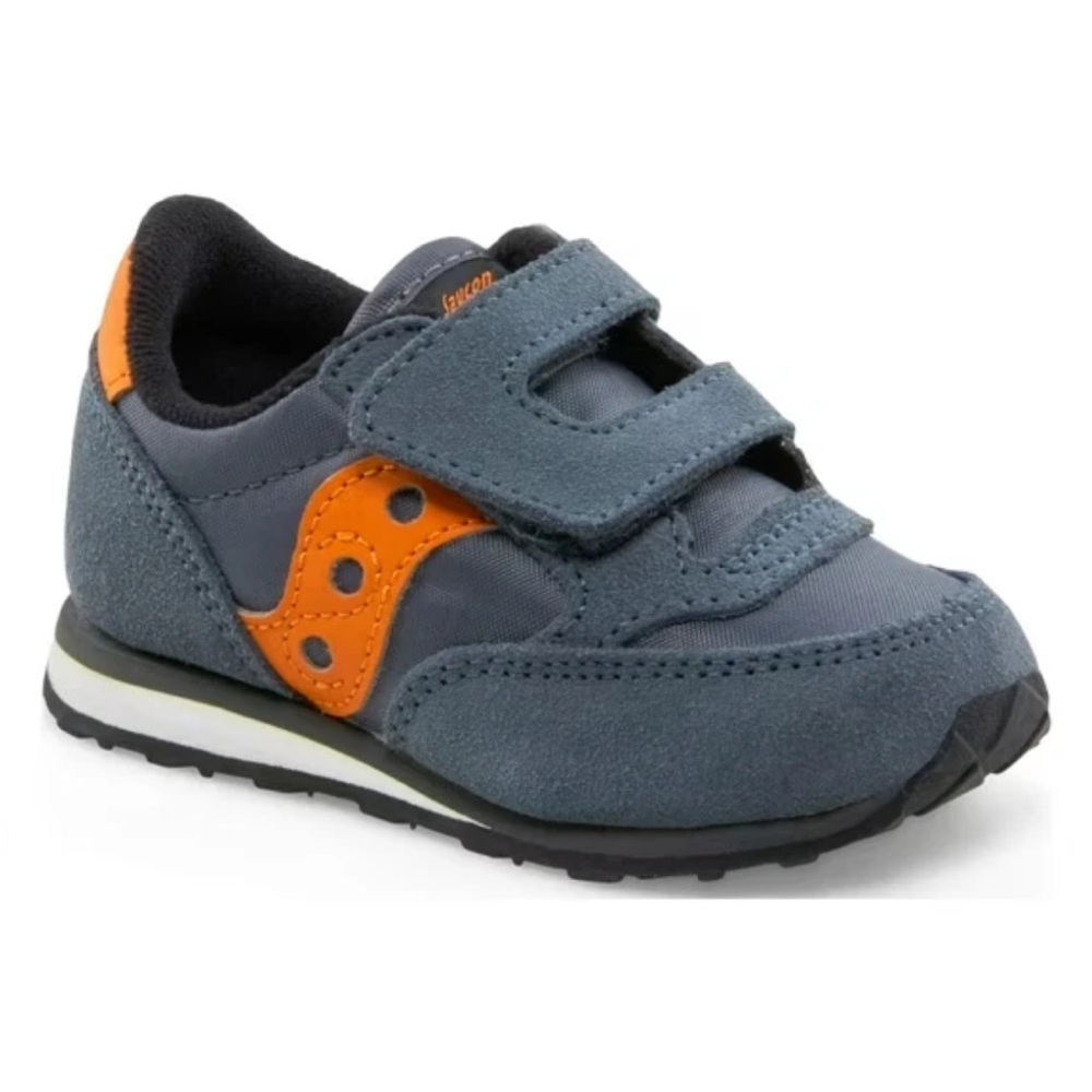 NEW Saucony Baby Jazz HL Gray/Orange Sneaker Suede/Nylon Toddler Size 4